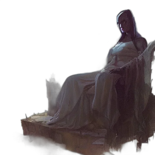 dress, face, staff, creature transparent PNG cut-out