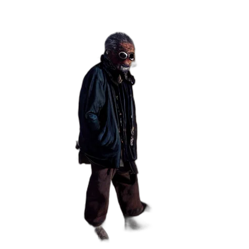 mask, jacket, creature, robot, concept art, cyberpunk, comic book art, 3d render transparent PNG cut-out