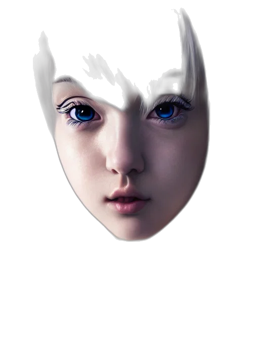 face, mask, robot, creature, photorealistic, concept art, fantasy art, 3d render transparent PNG cut-out