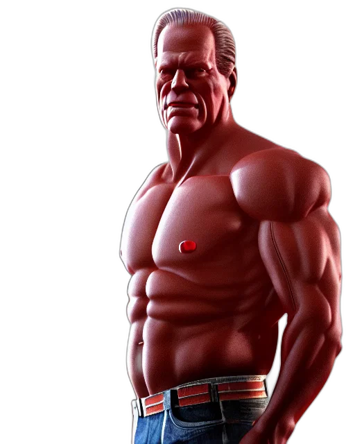 3d render, photorealistic, concept art, comic book art, red, gigachad, muscular, united transparent PNG cut-out
