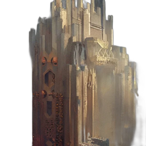 crown, sword, building, weapon, concept art, fantasy art, 3d render, photorealistic transparent PNG cut-out