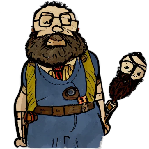 staff, cartoon, concept art, pixel art, comic book art, reddit, avatar, bearded transparent PNG cut-out