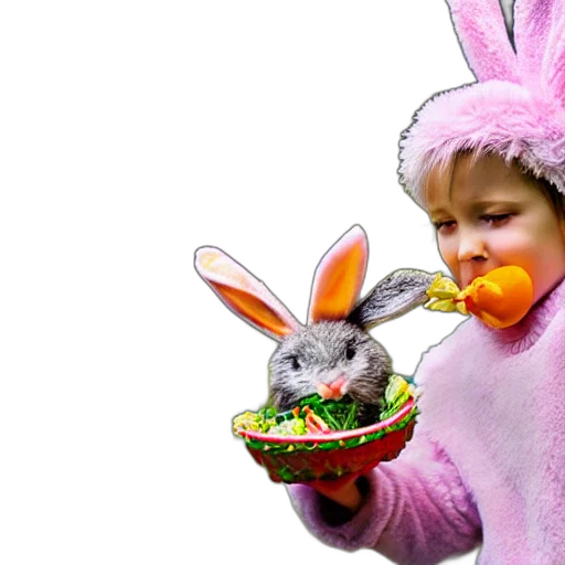 food, hat, animal, creature, photorealistic, 3d render, easter, bunny transparent PNG cut-out