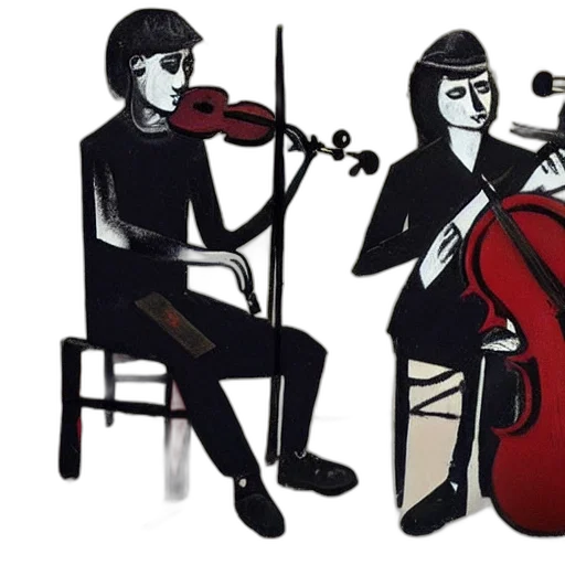 mask, concept art, cartoon, fantasy art, pixel art, cello, violin, concert transparent PNG cut-out
