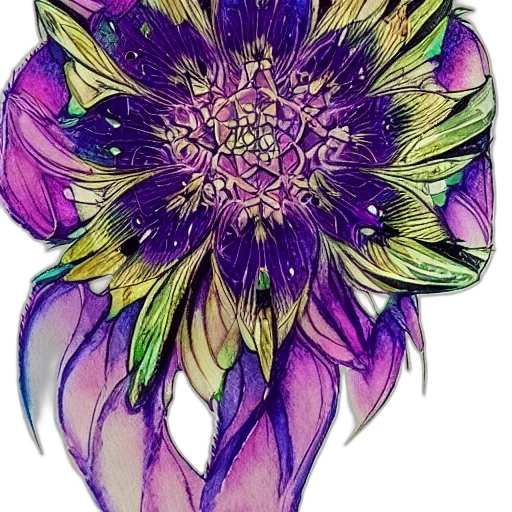 flower, jewelry, crown, staff, watercolor, photorealistic, pencil sketch, fantasy art transparent PNG cut-out