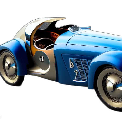 car, 3d render, photorealistic, concept art, cartoon, blue, retro, futuristic transparent PNG cut-out