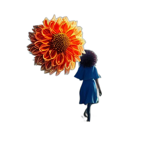 flower, umbrella, crown, dress, concept art, 3d render, pixel art, photorealistic transparent PNG cut-out