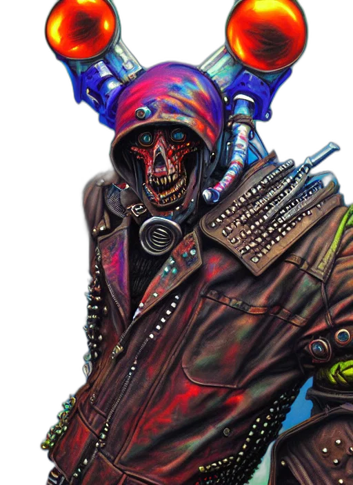 jacket, mask, robot, face, cyberpunk, concept art, fantasy art, photorealistic transparent PNG cut-out