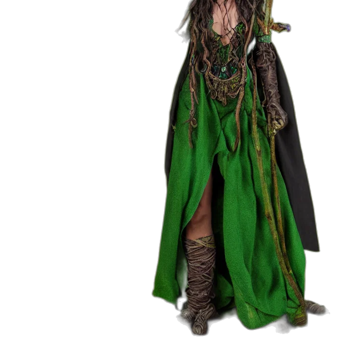 dress, staff, dragon, fantasy art transparent PNG cut-out