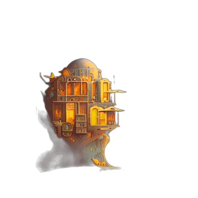 building, furniture, crown, robot, concept art, fantasy art, pixel art, 3d render transparent PNG cut-out