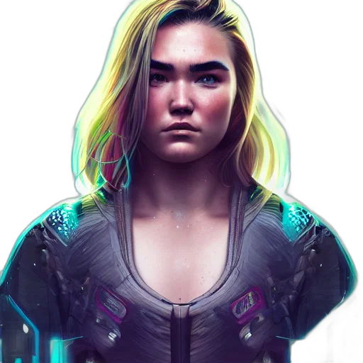 face, jacket, cyberpunk, concept art, comic book art, fantasy art, neon, blue transparent PNG cut-out