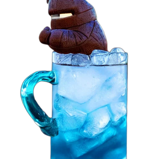 bottle, weapon, food, staff, 3d render, vaporwave, photorealistic, blue transparent PNG cut-out
