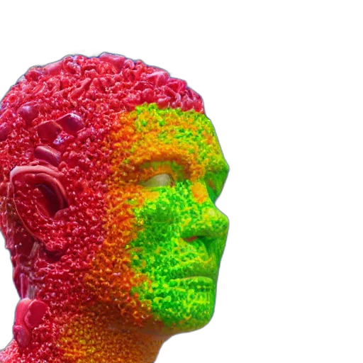 face, mask, 3d render, colorful transparent PNG cut-out