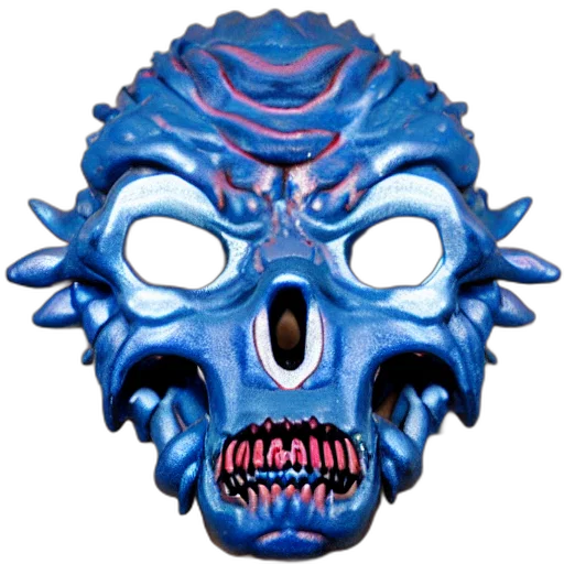 mask, face, creature, concept art, 3d render, pixel art, fantasy art, blue transparent PNG cut-out