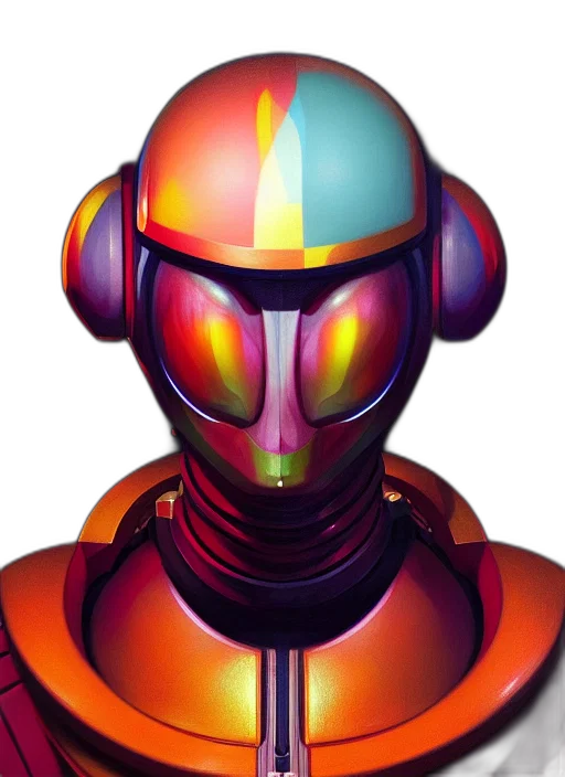 robot, mask, face, jacket, 3d render, concept art, pixel art, vaporwave transparent PNG cut-out