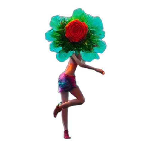 flower, umbrella, dress, crown, 3d render, concept art, pixel art, vaporwave transparent PNG cut-out