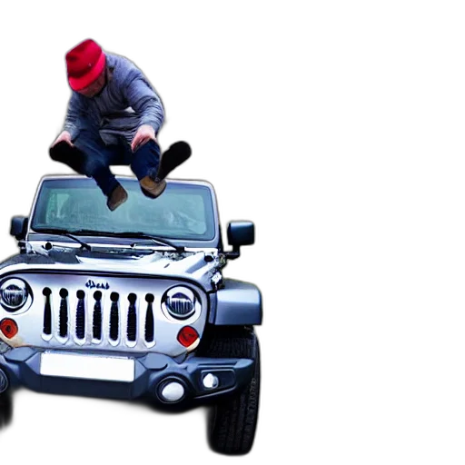 car, concept art, 3d render, riding, hat, jeep, flew, off transparent PNG cut-out