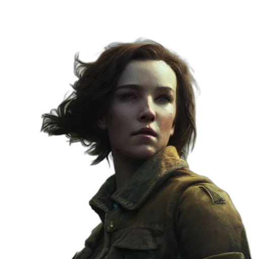 jacket, face, weapon, staff transparent PNG cut-out