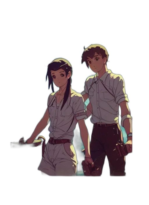 staff, concept art, comic book art, anime, pixel art, outer space, neon lights, sunset transparent PNG cut-out