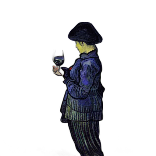 hat, dress, bottle, staff, pixel art, concept art, oil painting, night transparent PNG cut-out