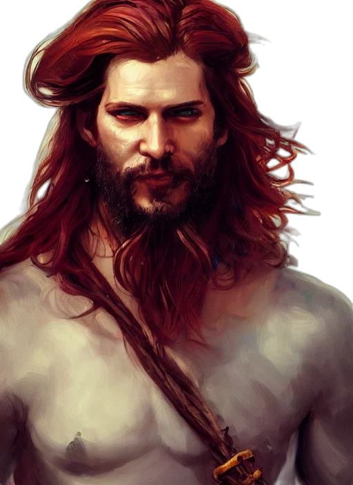 hair, face, fantasy art, photorealistic, concept art, comic book art, red, portrait transparent PNG cut-out
