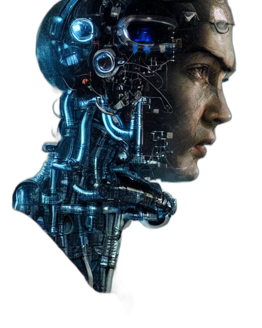 robot, face, mask, cyberpunk transparent PNG cut-out