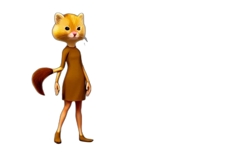 dress, animal, staff, creature, concept art, 3d render, cartoon, fantasy art transparent PNG cut-out