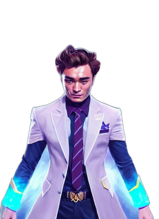 jacket, staff, robot, concept art, pixel art, comic book art, cyberpunk, neon lights transparent PNG cut-out