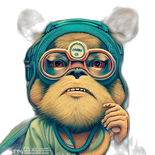 face, comic book art, concept art, cartoon, photorealistic, moneky, listen, some transparent PNG cut-out