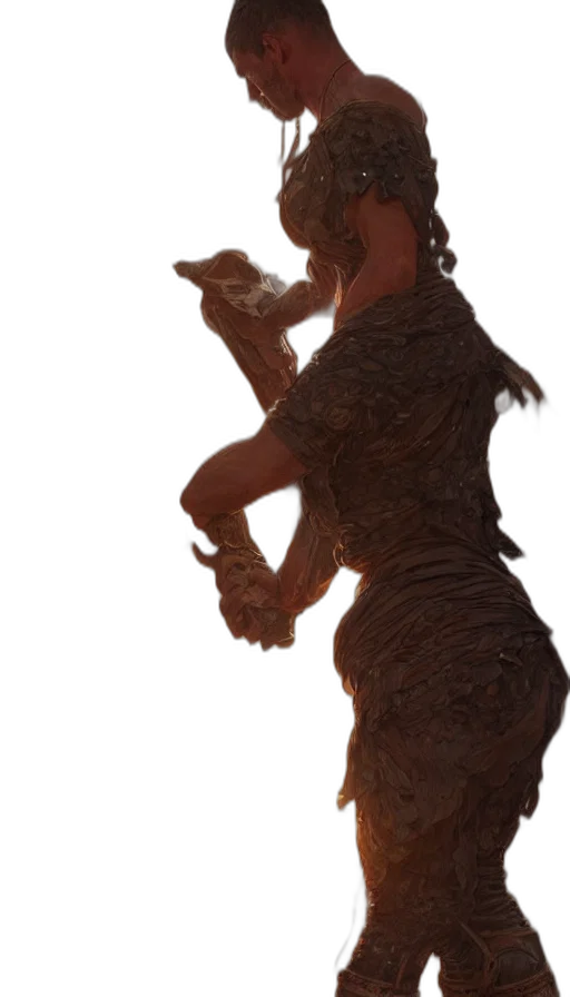 dress, creature, staff, animal transparent PNG cut-out