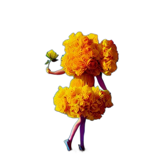 flower, dress, tree, staff transparent PNG cut-out