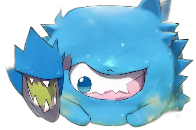 creature, animal, concept art, watercolor, pixel art, anime, blue, real transparent PNG cut-out