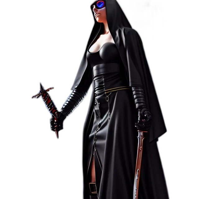 staff, weapon, sword, concept art, cyberpunk, fantasy art, comic book art, nun transparent PNG cut-out