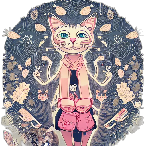dress, animal, staff, jewelry, anime, fantasy art, cartoon, pixel art transparent PNG cut-out