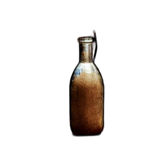 bottle, dress, food, weapon, 3d render, photorealistic, earth tones, milk transparent PNG cut-out