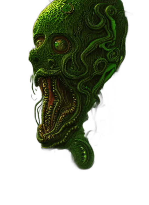mask, creature, face, staff, concept art, 3d render, fantasy art, photorealistic transparent PNG cut-out