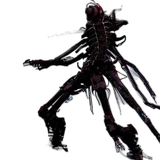 creature, robot, weapon, staff, concept art, cyberpunk, 3d render, pixel art transparent PNG cut-out