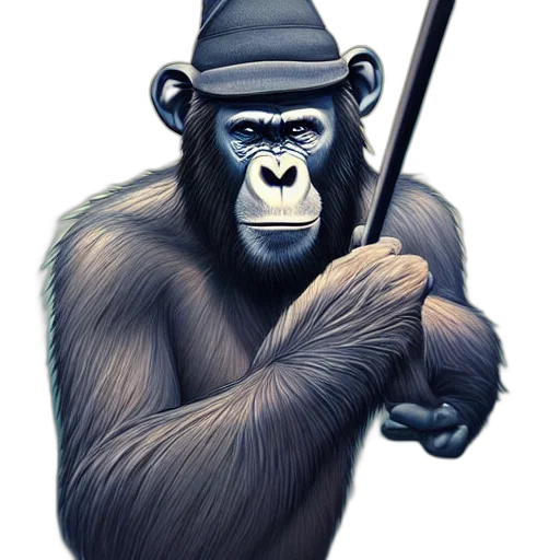 staff, animal, hat, weapon, concept art, photorealistic, comic book art, cartoon transparent PNG cut-out