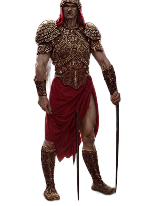 staff, sword, fantasy art, concept art, 3d render, comic book art, red, earth tones transparent PNG cut-out
