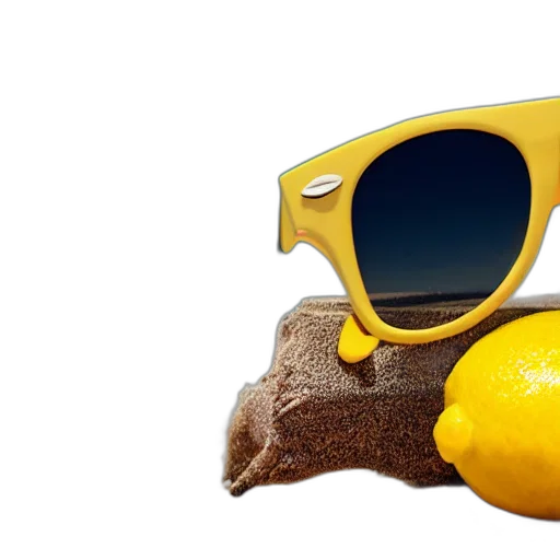 3d render, golden, lemon, wearing transparent PNG cut-out