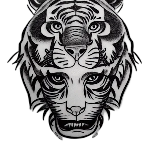 animal, mask, photorealistic, fantasy art, pencil sketch, cartoon, monochrome, tattoo transparent PNG cut-out