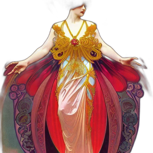 dress, jewelry, crown, staff, concept art, fantasy art, photorealistic, watercolor transparent PNG cut-out
