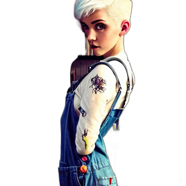 jacket, robot, dress, jewelry, concept art, cyberpunk, comic book art, cartoon transparent PNG cut-out