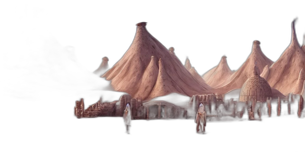 umbrella, building, concept art, fantasy art, 3d render, watercolor, fog, snow transparent PNG cut-out
