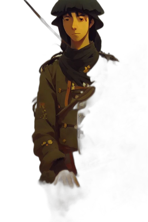 jacket, staff, hat, face transparent PNG cut-out