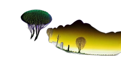 hat, tree, umbrella, crown, 3d render, concept art, photorealistic, fantasy art transparent PNG cut-out