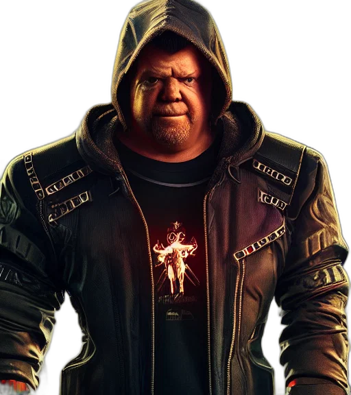 jacket, concept art, cyberpunk, 3d render, photorealistic, charismatic, rugged, male transparent PNG cut-out