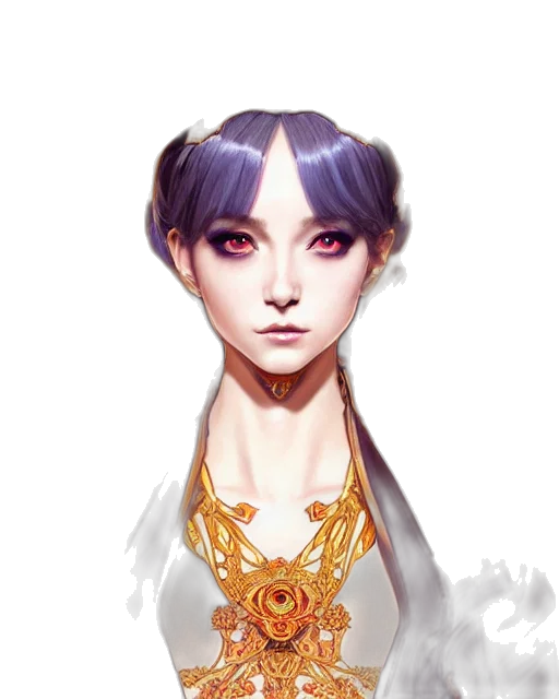 jewelry, crown, staff, face, fantasy art, concept art, watercolor, anime transparent PNG cut-out