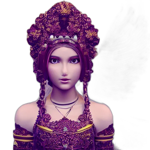 crown, jewelry, dress, staff, fantasy art, concept art, 3d render, photorealistic transparent PNG cut-out