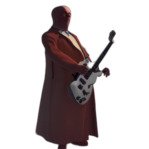 jacket, robot, staff, weapon, concept art, comic book art, 3d render, pixel art transparent PNG cut-out